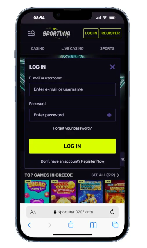 Login on Mobile
