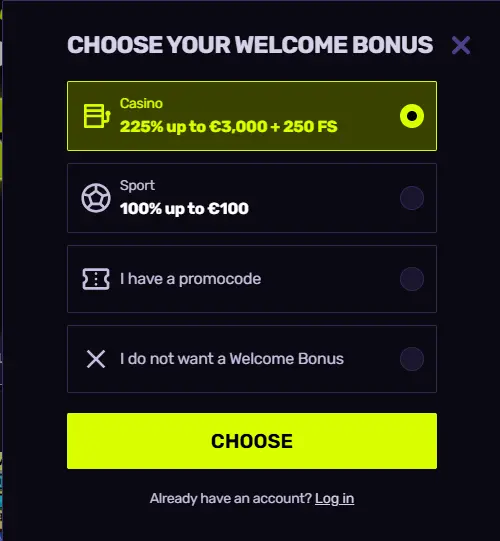 Activate the Welcome Bonus